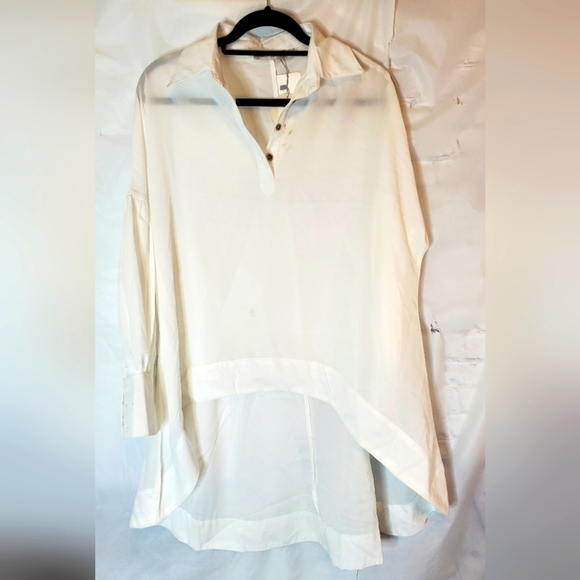 Patrizia Lucia Size Small/Medium Asymmetrical White Blouse NWT - Picture 1 of 9